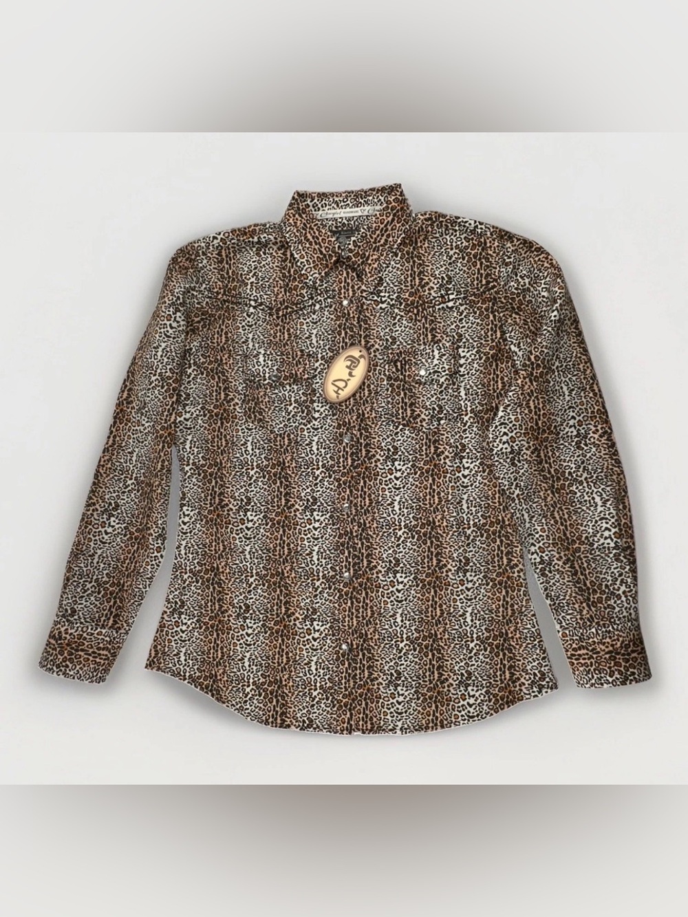 Cowgirl Hardware Womens M Leopard Western Snap Shirt Embroidered Rodeo Ranch NWT